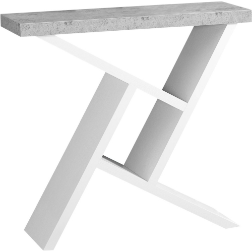 36" Hall Console Table in White & Cement-Look